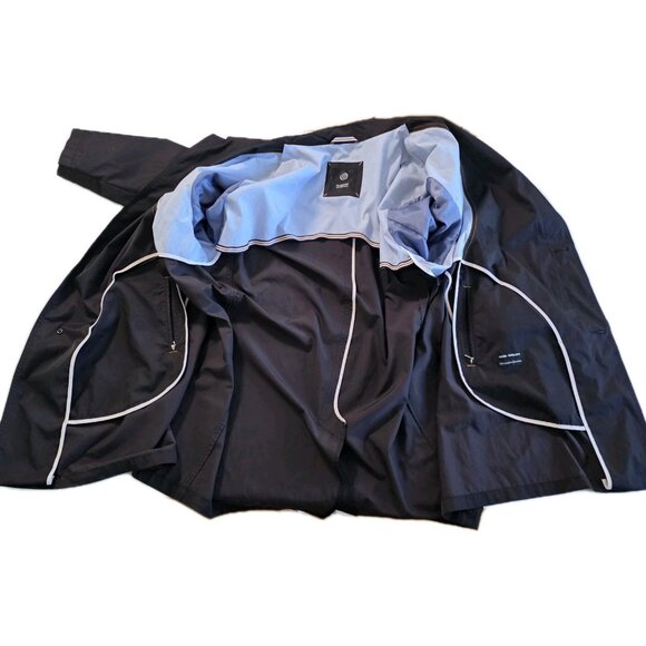 Bugatti Coat Men 52R Black Water Repellent Mackintosh Buttons Pockets Minimalist - Picture 9 of 16
